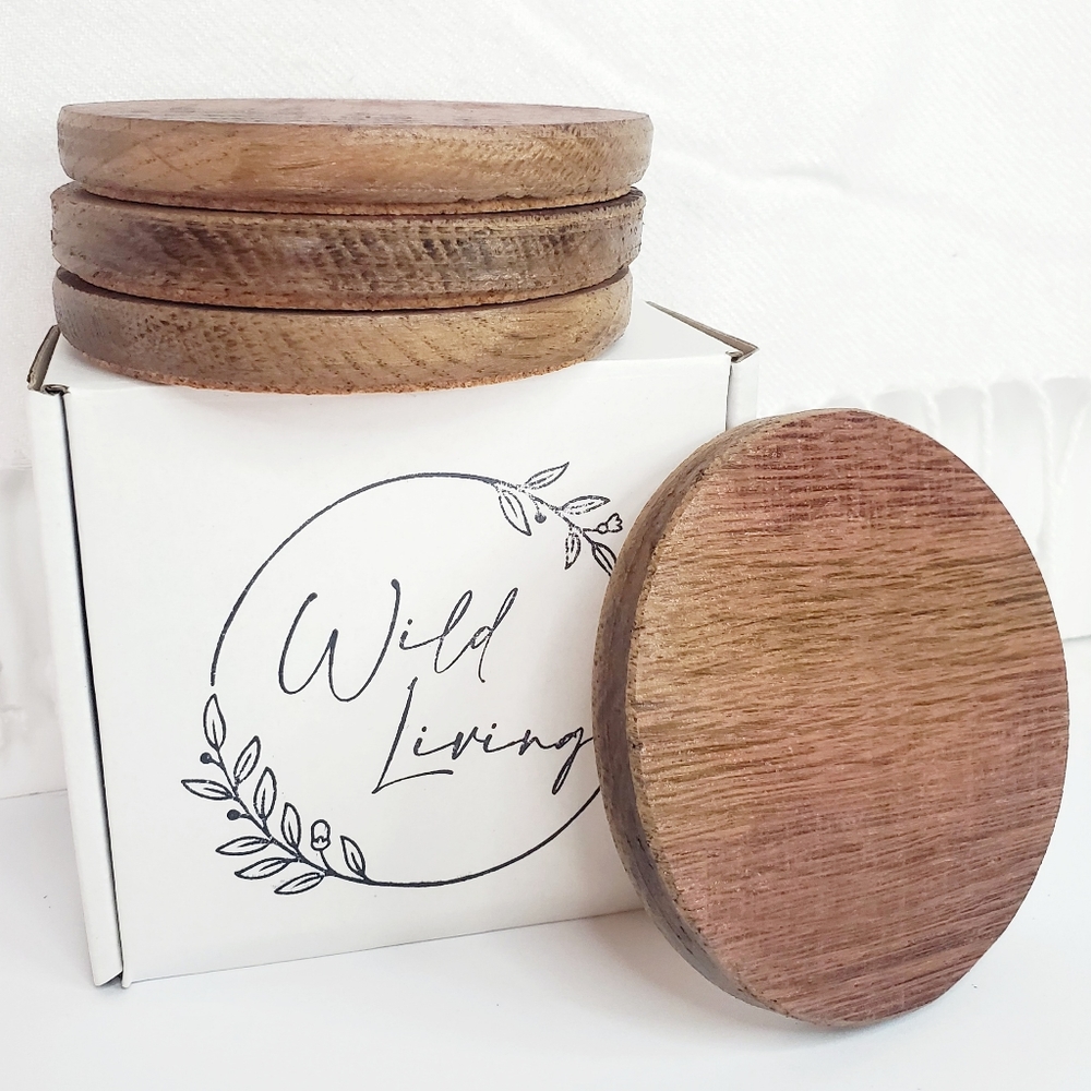 Oak Wine Wood Coasters Set of 4